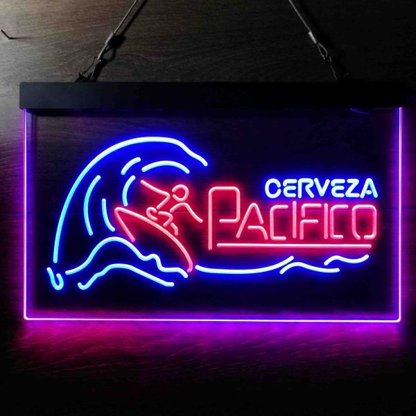 Pacifico Surfer and Waves Dual LED Neon Light Sign